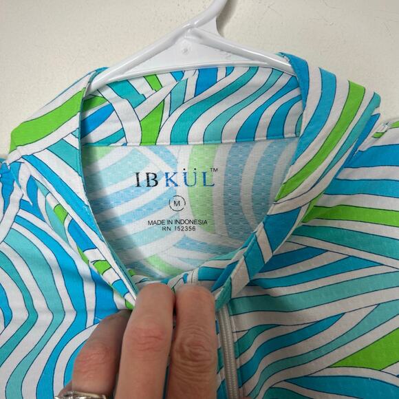 IBKUL Icifil Vented Mesh Long Sleeve Colorful Quarter Zip Sun Shirt UPF 50 - Picture 2 of 4